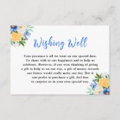 Blue and Yellow Floral Wedding Wishing Well Informatiekaartje (Voorkant)