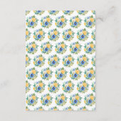 Blue and Yellow Flowers Wedding Reception Informatiekaartje (Achterkant)