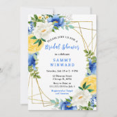Blue and Yellow Flowers with Foliage Bridal Shower Kaart (Voorkant)
