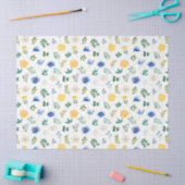 Blue and Yellow Flowers with Foliage Pattern Tissuepapier (Craft)