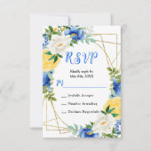 Blue and Yellow Flowers with Foliage Wedding RSVP Kaartje (Voorkant)