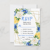 Blue and Yellow Flowers with Foliage Wedding RSVP Kaartje (Voorkant)