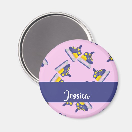 Blue and yellow ice skating shoes magneet (Voorkant / Achterkant)