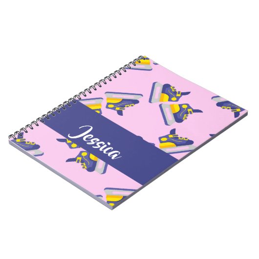 Blue and yellow ice skating shoes notitieboek (Linkerzijde)