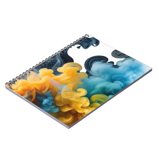 Blue and Yellow Ink Swirl Abstract Notebook Notitieboek (Linkerzijde)