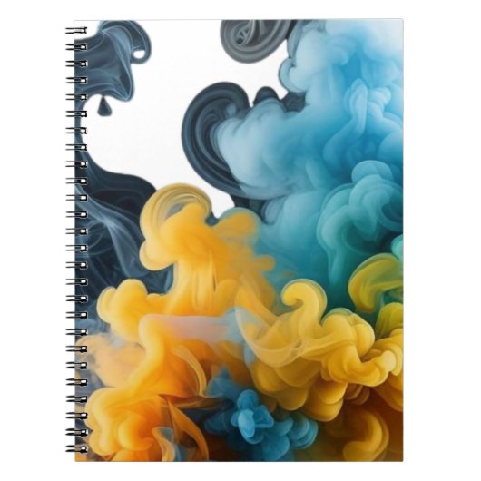 Blue and Yellow Ink Swirl Abstract Notebook Notitieboek (Voorkant)