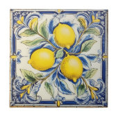 Blue and Yellow Lemon Decorative Tile Tegeltje (Voorkant)