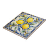 Blue and Yellow Lemon Decorative Tile Tegeltje (Zijkant)
