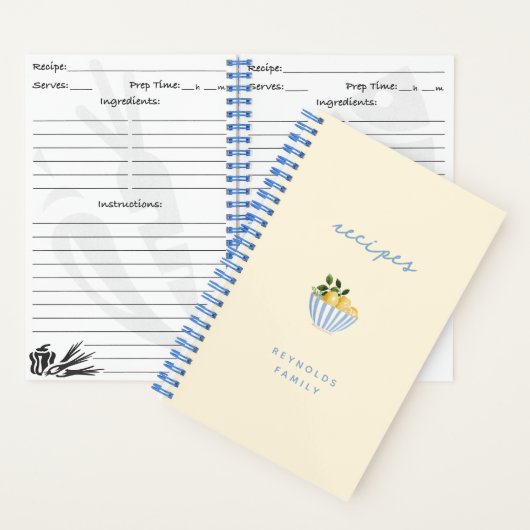 Blue and Yellow Lemons Family Recept Notitieboek (Binnen)