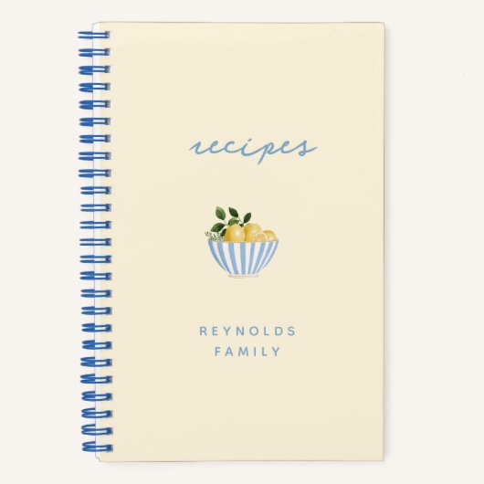 Blue and Yellow Lemons Family Recept Notitieboek (Voorkant)