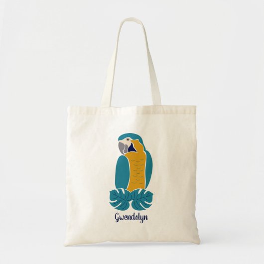 Blue and Yellow Macaw Personalized Tote Bag (Voorkant)
