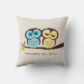 Blue and Yellow Owls Wedding Kussen (Achterkant)