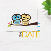 Blue and Yellow Owls Wedding Visitekaartje (Bureau)