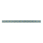Blue and Yellow Pattern Satin Ribbon Satijnen Lint (Voorkant)