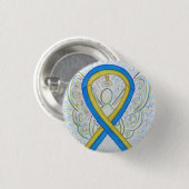 Blue and Yellow Ribbon Awareness Angel Pins Ronde Button 3,2 Cm (Voorkant /achterkant)