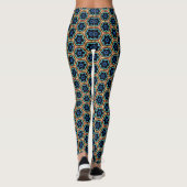 Blue and yellow simple floral leggings (Achterkant)