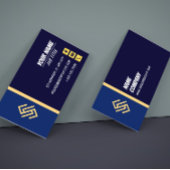 Blue and Yellow Simple Lines Business Card Visitekaartje