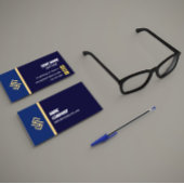 Blue and Yellow Simple Lines Business Card Visitekaartje
