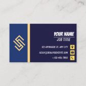 Blue and Yellow Simple Lines Business Card Visitekaartje (Voorkant)