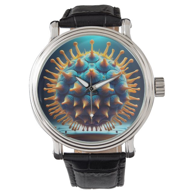 Blue And Yellow Spore Ball Horloge (Voorkant)