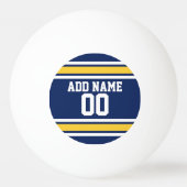 Blue and Yellow Sports Jersey Custom Name Number Pingpongbal (Achterkant)