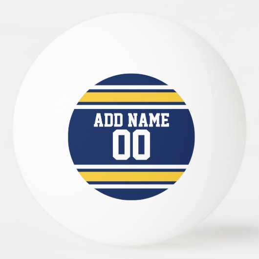 Blue and Yellow Sports Jersey Custom Name Number Pingpongbal (Achterkant)