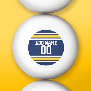 Blue and Yellow Sports Jersey Custom Name Number Pingpongbal