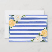 Blue and Yellow Summer Flowers Wedding RSVP Kaartje (Achterkant)