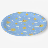 Blue and Yellow Sunshine Cloudy Sky Papieren Bordje (Gekanteld)