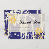 Blue and Yellow Swirl Weddenschap Hartelijk dank Bedankkaart (Voorkant / Achterkant)