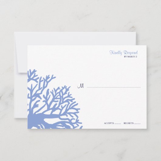 Blue and Yellow Tropical Coral Wedding rsvp (Voorkant)