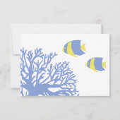 Blue and Yellow Tropical Coral Wedding rsvp (Achterkant)