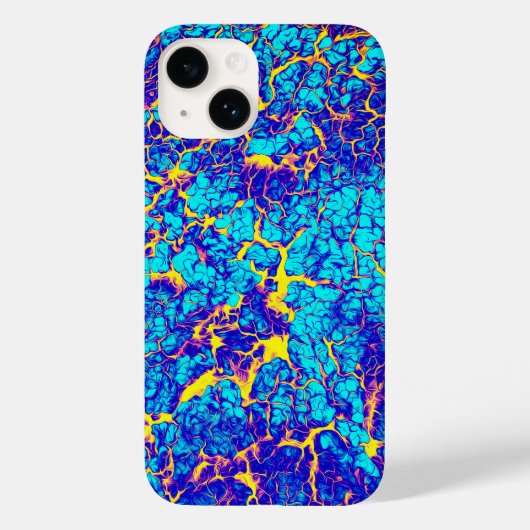 Blue and Yellow Unique Texture Pattern Case-Mate iPhone Case (Achterkant)