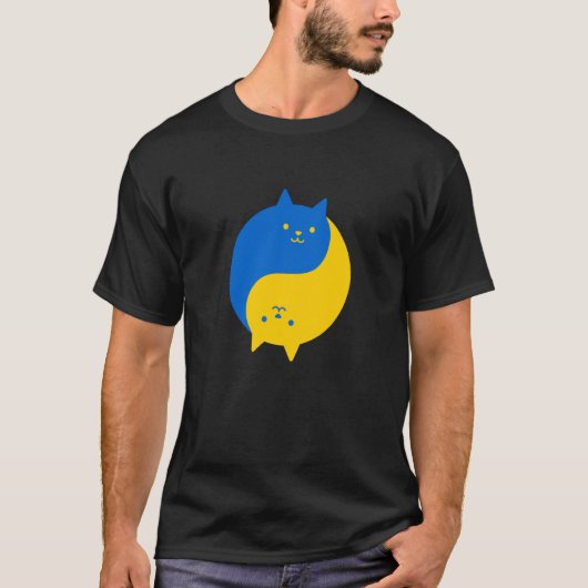 Blue and Yellow Victory Cats Balanced Yin Yang Meo T-shirt (Voorkant)