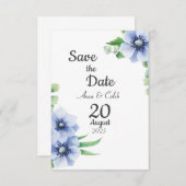 Blue Anemone en Eucalyptus slaan de datum Kaart op (Voorkant / Achterkant)