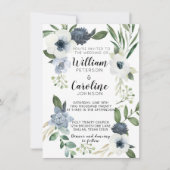 Blue Anemone Floral Wedding Invitation Invite Kaart (Voorkant)