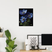 Blue Anemone Flowers Art Print Poster (Thuiskantoor)