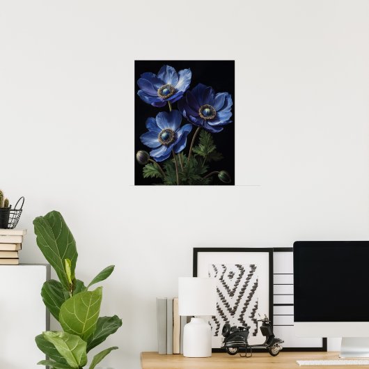 Blue Anemone Flowers Art Print Poster (Thuiskantoor)