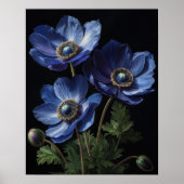 Blue Anemone Flowers Art Print Poster (Voorkant)