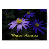 Blue Anemone Flowers Wedding Acceptation Kaart (Voorkant Horizontaal)