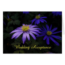 Blue Anemone Flowers Wedding Acceptation Kaart