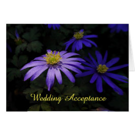 Blue Anemone Flowers Wedding Acceptation Kaart