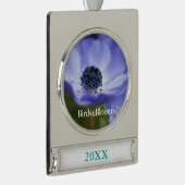 Blue Anemone Verzilverd Banner Ornament (Rechts)