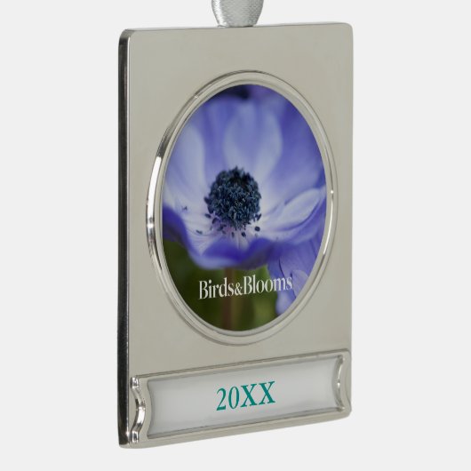 Blue Anemone Verzilverd Banner Ornament (Rechts)