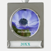 Blue Anemone Verzilverd Banner Ornament (Voorkant)