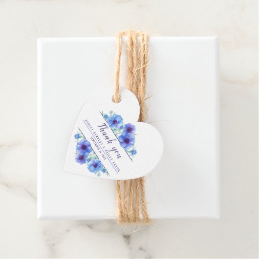 Blue anemone waterverf bruiloft dank u bedankjes labels (In situ)