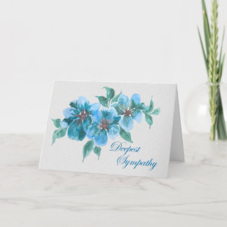 Blue Anemones Sympathy Card – Waterverf Kaart