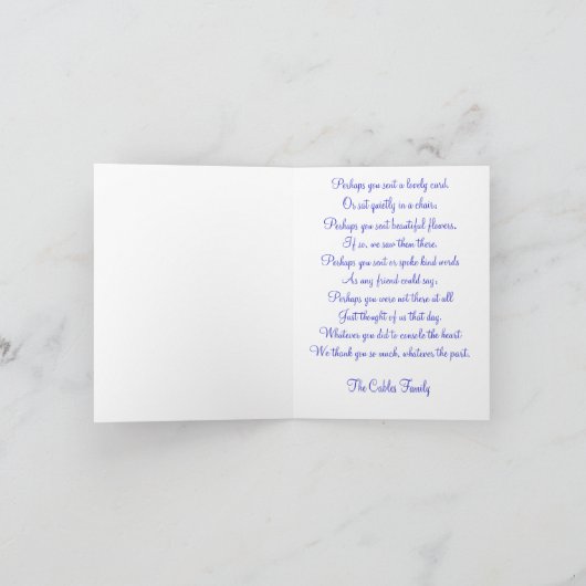 Blue Angel Sympathy Thank You Card Bedankkaart (Binnen)