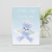 Blue Angel Teddy Bear Baby shower Kaart (Staand voorkant)
