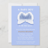 Blue Angel Wings Baby shower Card Kaart (Voorkant)